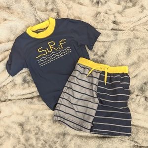 Kiko & Max two piece boys swim set trunks and rash guard